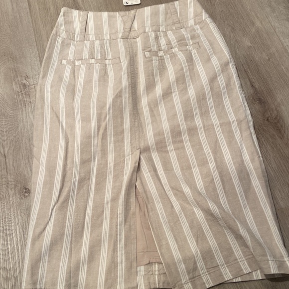 NWT Free People Juniper Beige Striped Midi Skirt - Picture 3 of 4